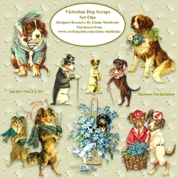 Victorian Dogs Scraps Set One For Cardmaking Scrapbooking & Paper Crafts