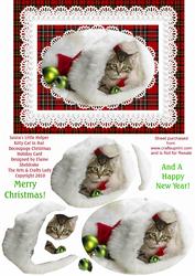 Santa's Little Helper Kitty Cat in Hat Decoupage Card