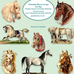 Victorian Horse Scraps Set One For Card Making Scrapbooking & Paper Crafts CU/PU PNG