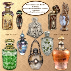 Victorian Scent Bottles Set One PNG 300 dpi CU PU