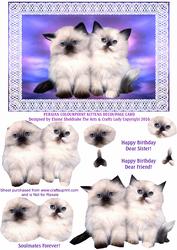 Persian Colourpoint Kittens Decoupage Card Sister/ Friend