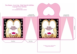 Two Hearts Love Cats Pink Cats Treat Or Gift Box