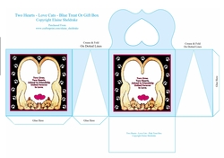 Two Hearts Love Cats Blue Cats Treat Or Gift Box