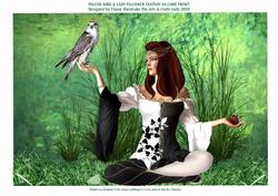 Peregrine Falcon Bird & Lady Falconer Fantasy A4 Card Front