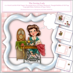 The Sewing Lady 6 x 6 Card Kit With Envelope, Insert, Bookmark,Gift Tag & Thought Bubbles