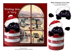 Black Christmas Cat In A Mug