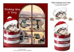 Tabby Christmas Kitten Cat In A Mug