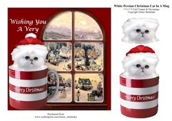 White Persian Christmas Kitten Cat In A Mug