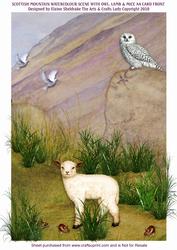 Scottish Mountain Watercolour Scen E - Owl & Lamb & Mice