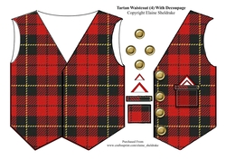 Tartan Waistcoat Or Vest (4) With Decoupage