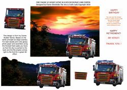 Fire Engine at Sunset Scene Builder Decoupage Card Topper