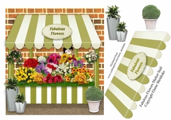 Fabulous Flowers Market Stall Square Card Topper & Decoupage