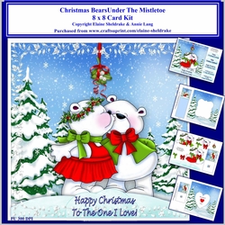 8 x 8 Christmas Bears Under The Mistletoe Card Kit With Assorted Greetings