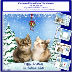 8 x 8 Christmas Kittens Under The Mistletoe Card Kit With Assorted Greetings