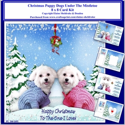 8 x 8 Christmas Puppies Under The Mistletoe Card Kit With Assorted Greetings