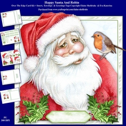 Happy Santa & Robin 8 x 8 Over The Edge Card Kit With Insert and Assorted Greetings