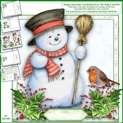 Happy Snowman & Robin 8 x 8 Over The Edge Card Kit With Insert and Assorted Greetings