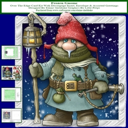 Frozen Gnome Over The Edge Card Kit With Decoupage, Insert, Envelope & Lots Of Greetings