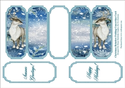 Christmas Reindeers - Slim Five Fold Concertina Card