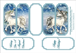 Christmas Unicorns - Slim Five Fold Concertina Card