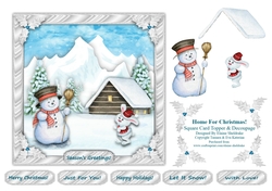 Home For Christmas - Square Card Topper With Decoupage & Assorted Greetings
