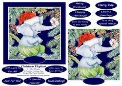 Christmas Elephant 6 X 6 Card Topper & Assorted Greetings