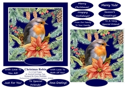 Christmas Robin 6 X 6 Card Topper & Assorted Greetings