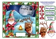 Gnome & Santas Lost Reindeer - 8 x 8 Card Topper With Decoupage