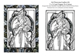 Art Nouveau Ladies (4) 7 x 5 Digi Card Topper For You To Colour
