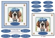 Spectacle Dogs In Blue Hats (1) - 6 x 6 Card Topper & Greetings Tags