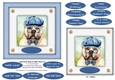 Spectacle Dogs In Blue Hats (2) - 6 x 6 Card Topper & Greetings Tags
