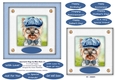 Spectacle Dogs In Blue Hats (3) - 6 x 6 Card Topper & Greetings Tags