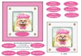 Spectacle Dogs In Pink Hats (4) - 6 x 6 Card Topper & Greetings Tags