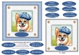 Spectacle Dogs In Blue Hats (5) - 6 x 6 Card Topper & Greetings Tags