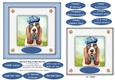 Spectacle Dogs In Blue Hats (6) - 6 x 6 Card Topper & Greetings Tags