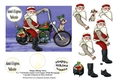 Happy Motor Biking Santa With Tattoos - 5 x 7 Topper & Decoupage