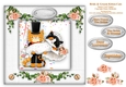 Bride & Groom Kitten Cat Wedding 8 x 8 Card Topper With Decoupage