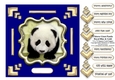 Blue & Gold Chinese Giant Panda 7.5 x 7.5 Card Topper With Decoupage & Greetings Tags