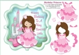 Brunette Birthday Princess With Castle - 7 x 7 Card Topper & Decoupage