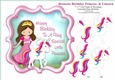 Brunette Birthday Princess And Unicorn - 7 x 7 Card Topper & Decoupage