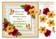 Petunias Butterflies & Lace 7.5 x 7.5 Card Topper With Decoupage