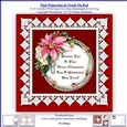 Pink Poinsettias Lace & Pearls On Red 6 x 6 Card Kit With Insert Envelope Gift Tag & Bookmark