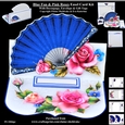 Vintage Blue Fan & Pink Roses Easel Card Kit 
