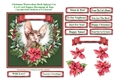Christmas Poinsettias Watercolour Sphynx Cat - 6 x 6 Card Topper With Decoupage & Tags