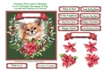 Christmas Poinsettias Watercolour Chihuahia Puppy Dog - 6 x 6 Card Topper With Decoupage & Tags