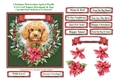 Christmas Poinsettias Watercolour Apricot Poodle Puppy Dog - 6 x 6 Card Topper With Decoupage & Tags