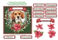Christmas Poinsettias Watercolour Beagle Puppy Dog - 6 x 6 Card Topper With Decoupage & Tags