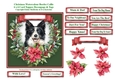 Christmas Poinsettias Watercolour Border Collie Puppy Dog - 6 x 6 Card Topper With Decoupage & Tags