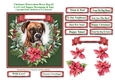 Christmas Poinsettias Watercolour Boxer (2) Puppy Dog - 6 x 6 Card Topper With Decoupage & Tags