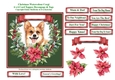 Christmas Poinsettias Watercolour Corgi Puppy Dog - 6 x 6 Card Topper With Decoupage & Tags